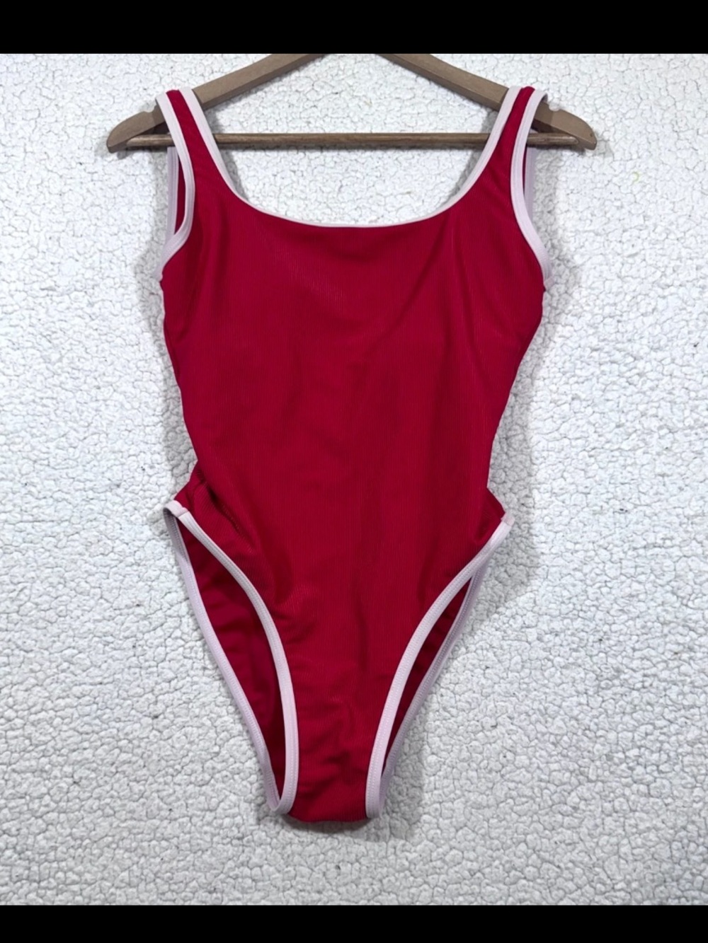 LainSnow Ocean Isle One Piece Ribbed Swim Suit Women’s Size S Red Bathing Suit - Picture 2 of 8